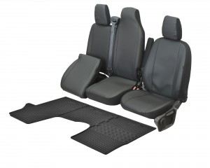 Passgenaue Kunstleder Sitzbezüge VIP und Gummifußmatten ein Set geeignet für Nissan NV300 ab 2016