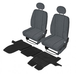  Vorne Sitzbezüge Elegance (DV LL ) + Gummifußmatten geeignet für FORD CUSTOM ab 2012