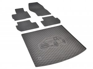   Passgenaues Fußmatten und Kofferraumwanne - ein SET geeignet für Mitsubishi Outlander 5-Plätze ab 2012- 