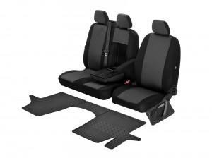  Passgenaue Sitzbezüge HERO und Gummifußmatten - ein Set geeignet für VW T6 ab 2016 -