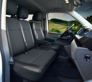 Sitzbezüge Kunstleder mit Stoff passgenau passend für VW T6 Transporter/Caravelle/Multivan ab 2015/19-3 Sitzer Viva 