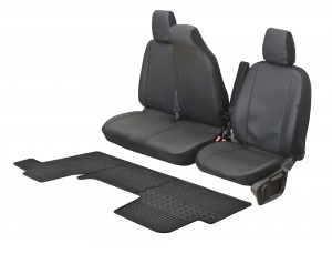 Passgenaue Kunstleder Sitzbezüge VIP und Gummifußmatten - ein Set geeignet für Opel Movano B ab 2011 -  