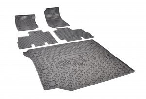 Passgenaues SET Fußmatten und Kofferraumwanne geeignet für Jeep Wrangler 2006-2019