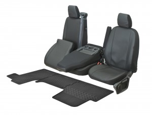 Passgenaue Kunstleder Sitzbezüge VIP und Gummifußmatten - ein Set geeignet für Opel Movano B ab 2011 - 