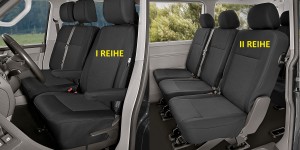 Sitzbezüge passgenau TAILOR Made geeignet für Volkswagen T6 Bj. ab 2015 - 1+2+1+1+1 - 6 Sitzer - ideal angepasst