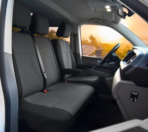 Sitzbezüge Stoff passgenau passend für VW T6 Transporter/Caravelle/Multivan ab 2015/19-3 Sitzer LUX 