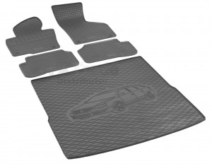   Passgenaues Fußmatten und Kofferraumwanne - ein SET geeignet für VW Passat B6 Variant ab 2005 -2014