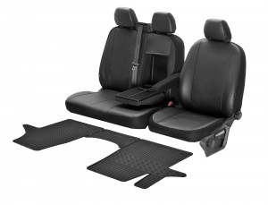 Passgenaue Kunstleder Sitzbezüge VIP und Gummifußmatten -  ein Set geeignet für VW T5 2003-2016 - 