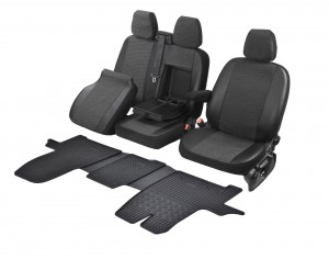 Passgenaue Sitzbezüge VIVA und Gummifußmatten - ein Set geeignet für Ford Tourneo / Custom ab 2012 - 