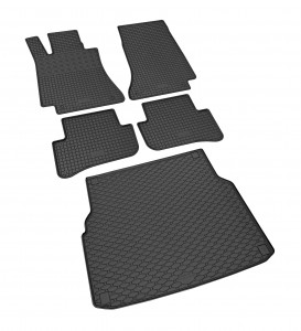  Passgenaues Fußmatten und Kofferraumwanne Passgenau ideal Angepasst - ein SET geeignet für Mercedes C-Klasse Kombi S205 ab 2014 -
