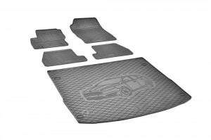 Passgenaues SET Fußmatten und Kofferraumwanne geeignet für Ford Focus kombi ab 2010-2018  