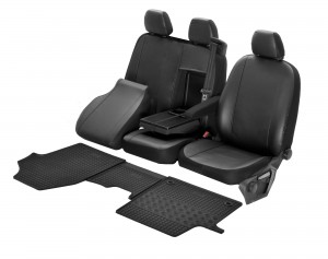 Passgenaue Kunstleder Sitzbezüge VIP und Gummifußmatten ein Set geeignet für Toyota Proace ab 2016
