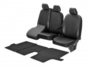 Passgenaue Kunstleder Sitzbezüge und Gummifußmatten geeignet für VW Crafter ab 2017 - VIP ein Set