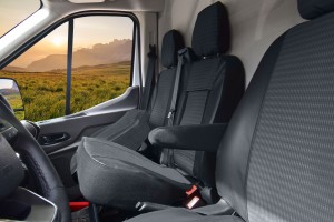 Sitzbezüge Kunstleder mit Stoff passgenau passend für Ford Custom / Tourneo  ab 2012- 2021- -3 Sitzer Viva 