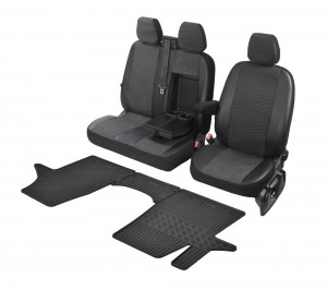  Passgenaue Sitzbezüge VIVA und Gummifußmatten - ein Set geeignet für VW T6 ab 2016 -