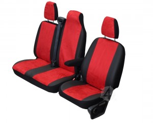 Sitzbezüge CUSTO Rot passgenau KUNSTLEDER & VELOURSLEDERIMITAT geeignet für Nissan NV400 Bj. ab 2011