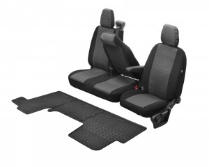 Passgenaue Sitzbezüge HERO und Gummifußmatten - ein Set geeignet für Opel Movano B ab 2011 - 