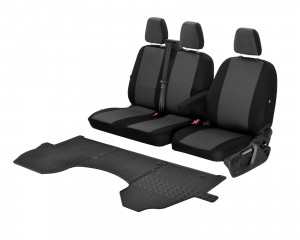  Passgenaue Sitzbezüge HERO und Gummifußmatten - ein Set geeignet für Mercedes Sprinter ab 2018 -