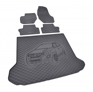 ein SET geeignet für Volvo XC60 I (2008-2017)  - Passgenaues Fußmatten und Kofferraumwanne Passgenau ideal Angepasst