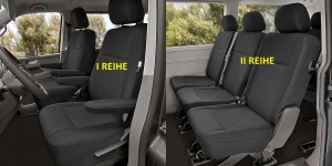 Sitzbezüge passgenau TAILOR Made geeignet für Volkswagen T6 Bj. ab 2015 - 1+1+1+1+1 - 5 Sitzer - ideal angepasst