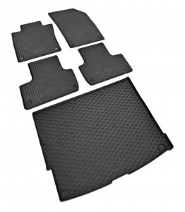 ein SET geeignet für VOLVO XC 60 ab 2017 - Passgenaues Fußmatten und Kofferraumwanne - 