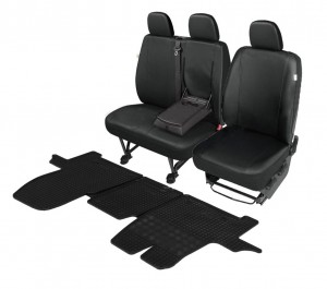 Practical DV12T Passgenau Sitzbezüge Schonbezug + Gummifußmatten geeignet für FORD Transit ab 2014