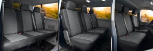 Sitzbezüge Stoff passgenau passend für VW T6 Transporter/Caravelle/Multivan ab 2015/19-9 Sitzer LUX
