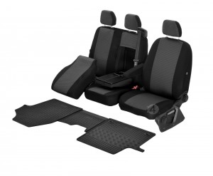 Passgenaue Sitzbezüge HERO und Gummifußmatten ein Set geeignet für Toyota Proace ab 2017