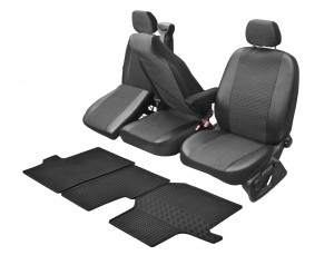 Passgenaue Sitzbezüge und Gummifußmatten geeignet für VW Crafter ab 2017 - VIVA ein Set