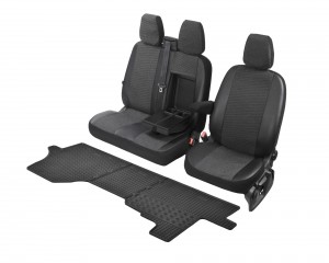 Passgenaue Sitzbezüge VIVA und Gummifußmatten ein Set geeignet für Peugeot Boxer ab 2016