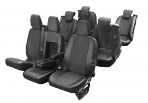  Sitzbezüge VIVA Passgenau Schonbezüge - Drei Reihen (9 Plätze) DV-VI-FTC18-SD-9M-300 geeignet für Ford Custom (ab 2018)