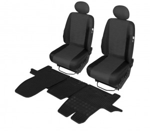  Vorne Sitzbezüge Ares (DV LL rhd) + Gummifußmatten geeignet für FORD CUSTOM ab 2012  -