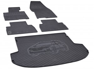 Passgenaues Fußmatten und Kofferraumwanne Passgenau ideal Angepasst - ein SET geeignet für Hyundai Santa Fe 5-Sitzer ab 2019