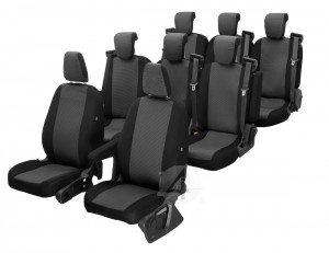 HERO SITZBEZÜGE PASSGENAU SCHONBEZÜGE | DV-FTC-SD-8M-72 geeignet für Ford Transit Custom / Tourneo ab 2012 (8-Sitzer) 