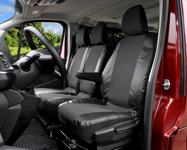 Autositzbezüge passend für Opel Vivaro ab 2014 bis 2019 – Polstermaterial mit Kunstleder