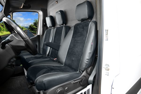 Autositzbezüge passend für Mercedes Sprinter III W907 / W910 ab 2018 – Velourimitat mit Kunstleder