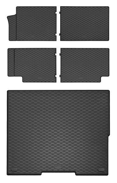 Fußmatten & Kofferraumwanne für Ford Transit Custom ab 2024 | 2. REIHE + 3. REIHE + MATTE L2 - 4-teiliges Set