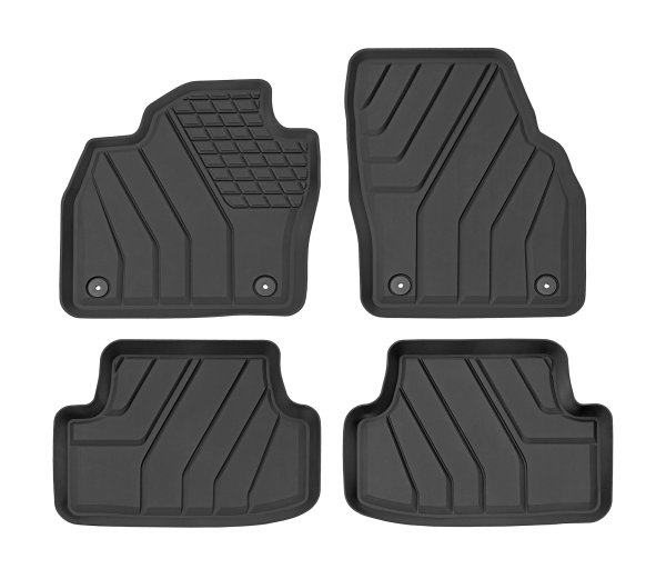 Automatten für VW T-Cross ab 2018- Schwarz, Mit erhöhtem Rand, TPE (Thermoplastisches Elastomer)