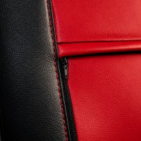 Autositzbezüge passend für Ford Transit VII / VIII ab 2014 / Facelift ab 2020 – Kunstleder MA RED – roter Mittelteil