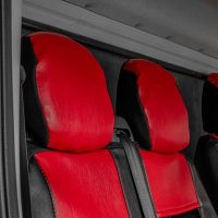 Autositzbezüge passend für Opel Movano C ab 2022 – Kunstleder MA RED – roter Mittelteil
