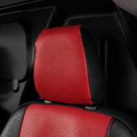 Autositzbezüge passend für Ford Transit Custom II ab 2024 – Kunstleder MA RED – roter Mittelteil