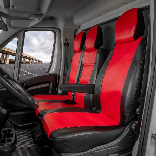 Autositzbezüge passend für Toyota Proace Max ab 2024 – Kunstleder MA RED – roter Mittelteil
