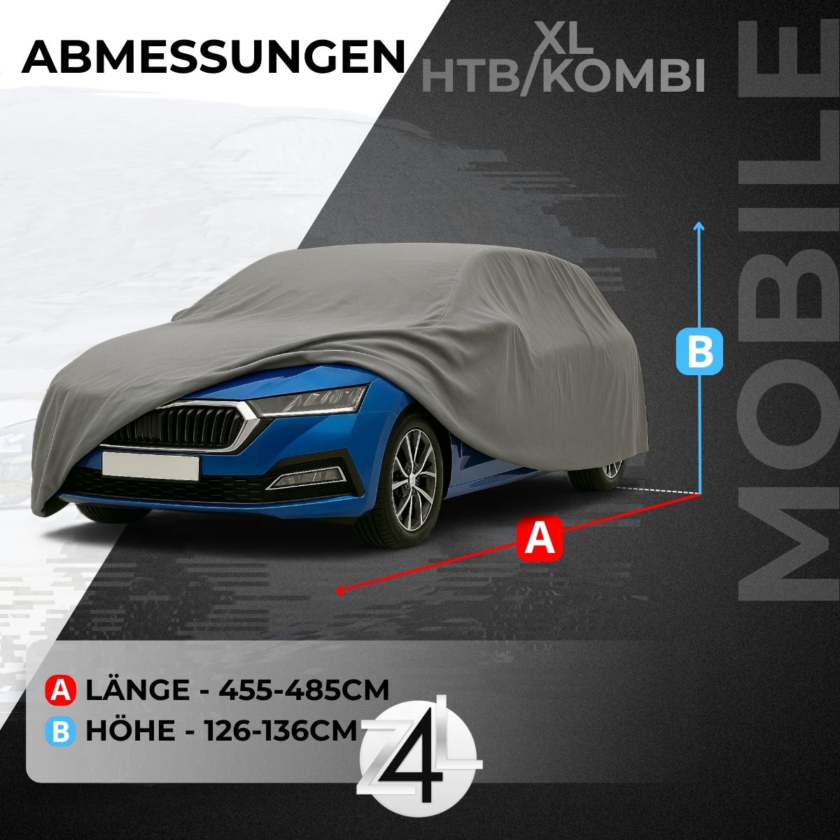 Autoabdeckung – Abmessungen