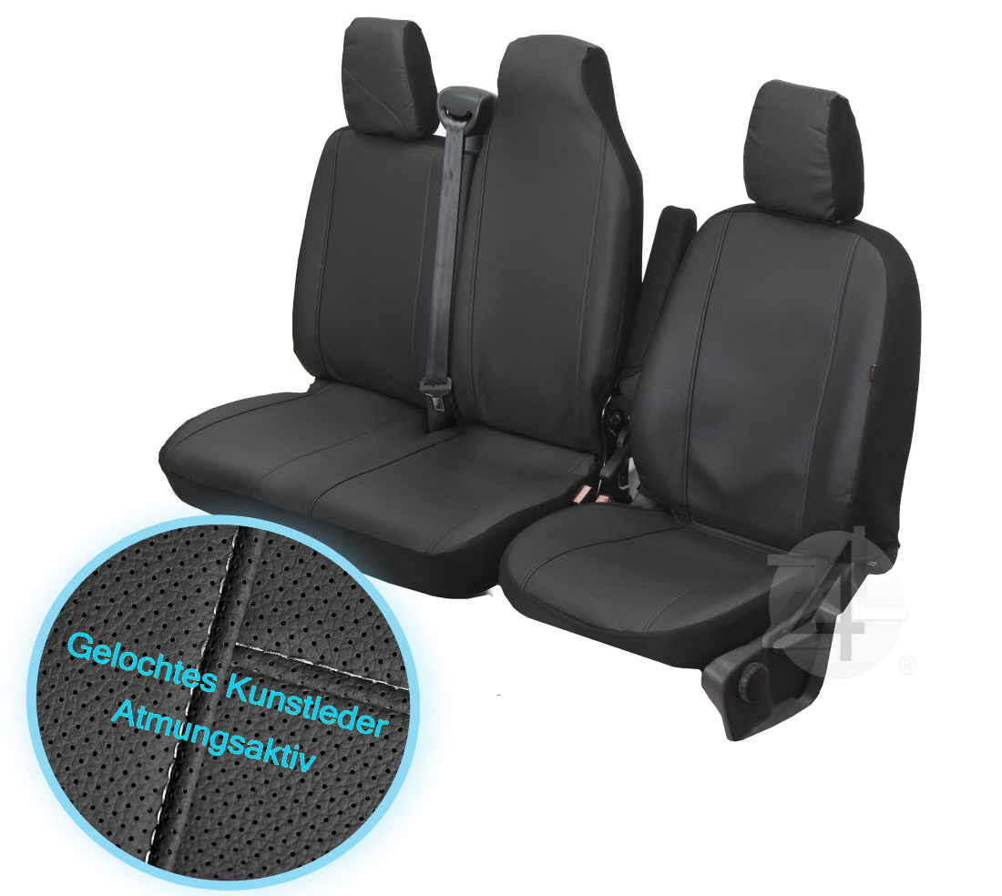 Sitzbezüge Kunstleder Schwarz passend für Nissan NV400 Master Movano Renault 